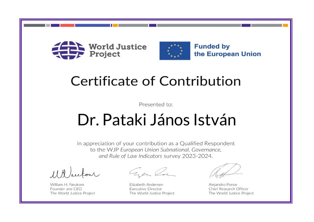 2024 - World Justice Project Certificate of Contribution